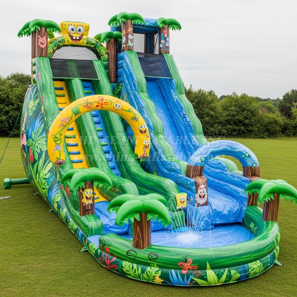 T8-9354 Spongebob Theme Inflatable Water Slide