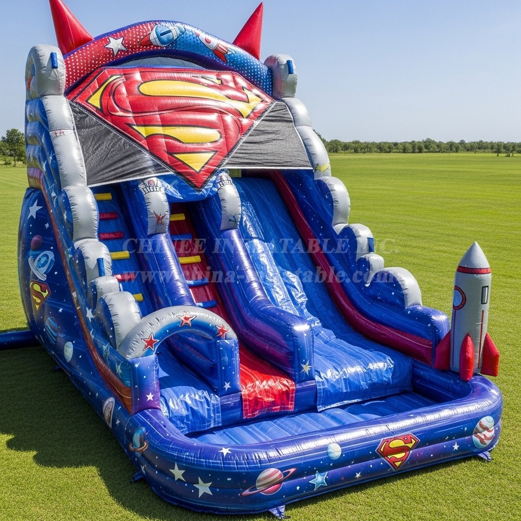 T8-9359 Superman Theme Inflatable Water Slide