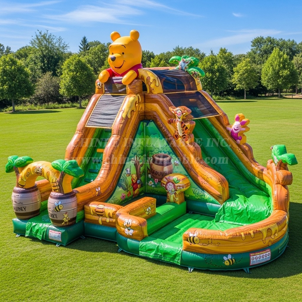 T8-9383 Winnie the Pooh Theme Inflatable Water Slide