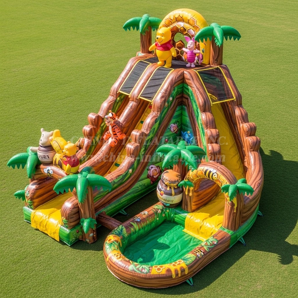 T8-9385 Winnie the Pooh Theme Inflatable Water Slide