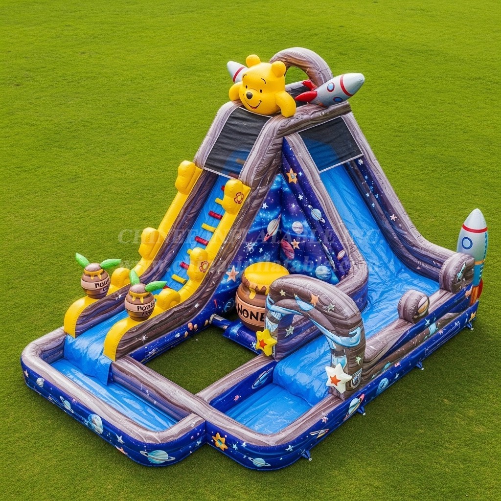 T8-9386 Winnie the Pooh Theme Inflatable Water Slide