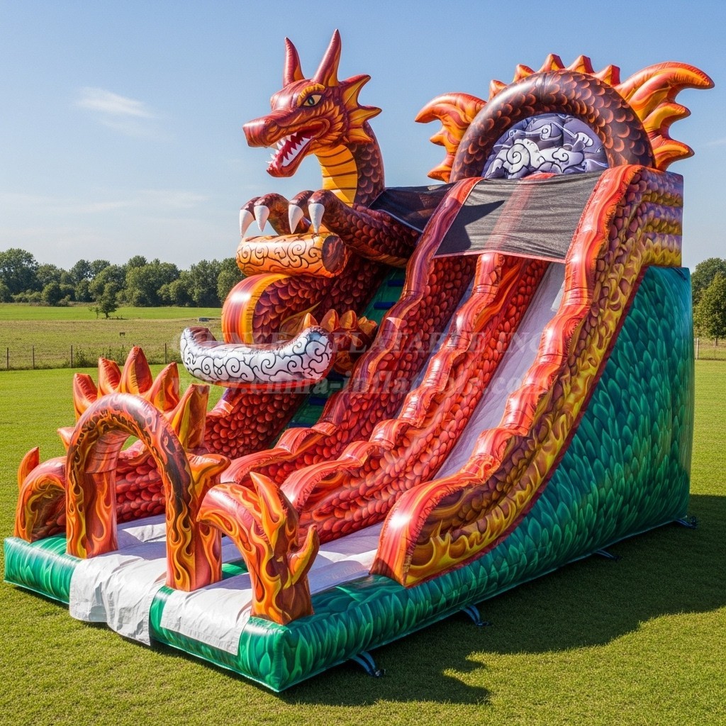 T8-9395 Dragon Theme Inflatable Dry Slide