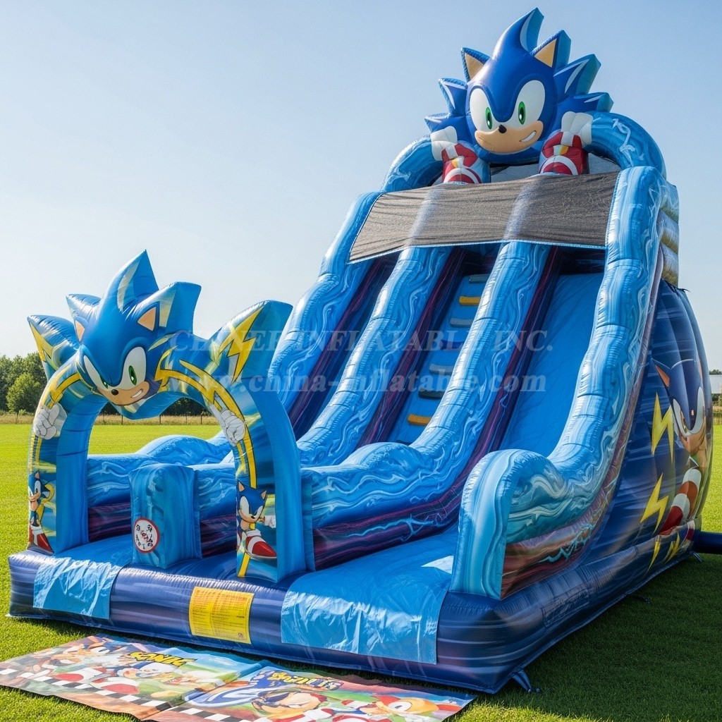T8-9419 Sonic Theme Inflatable Dry Slide