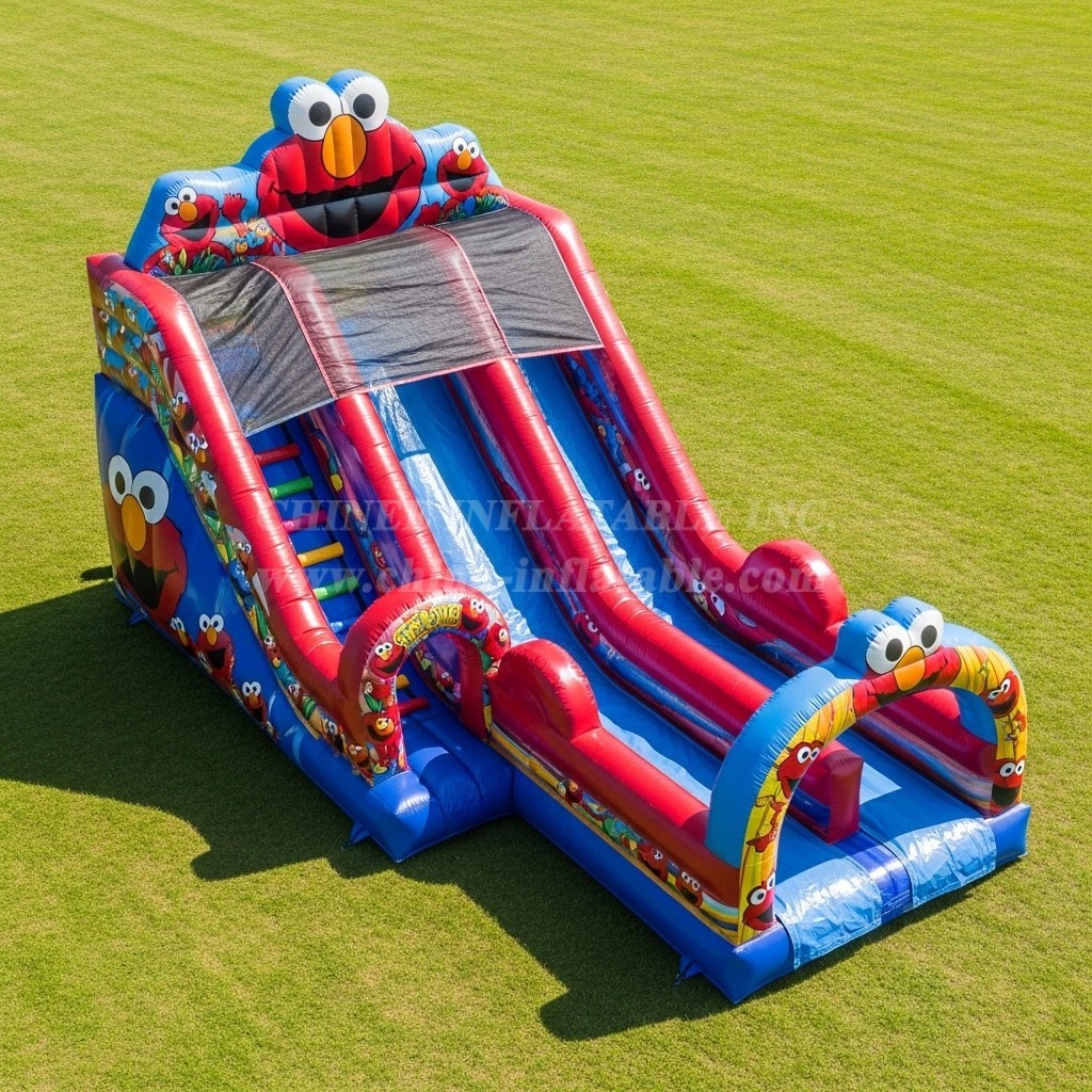 T8-9424 Tickle Me Elmo Theme Inflatable Dry Slide