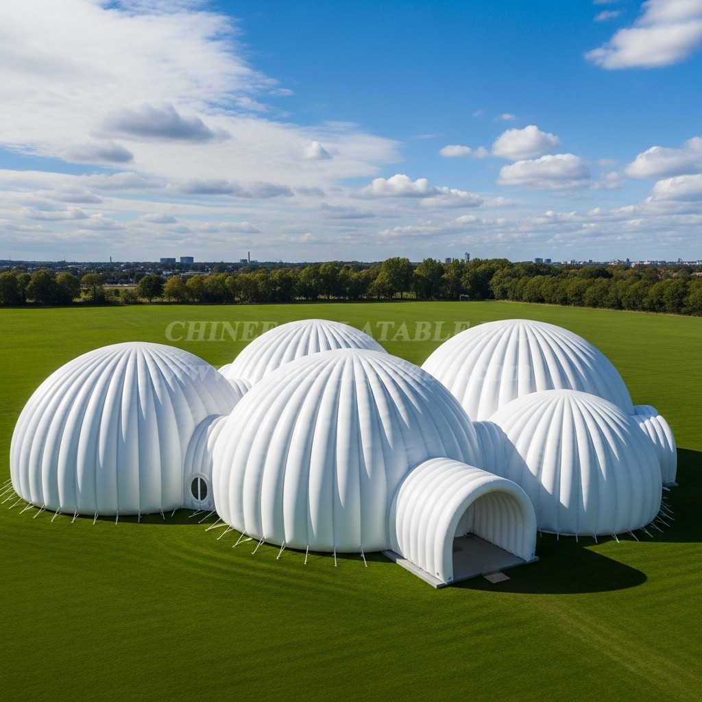 Tent1-6232 White Dome Cluster Inflatable Dome