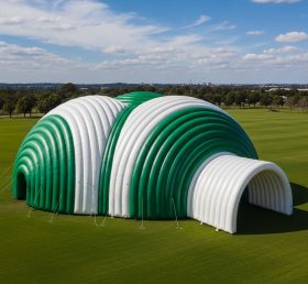 Tent1-6254 Green White Striped Dome Inflatable Pavilion
