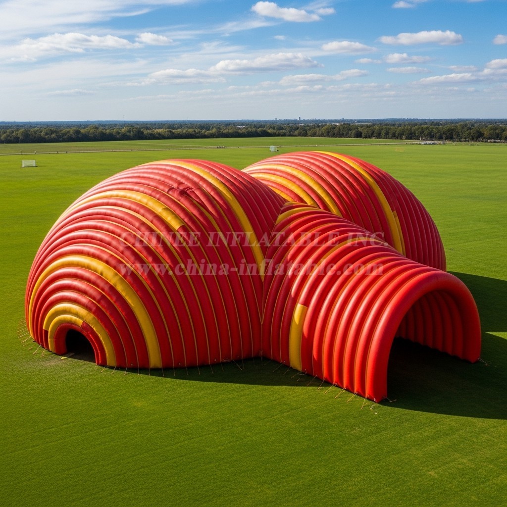 Tent1-6271 Red Swirl Stripe Inflatable Dome