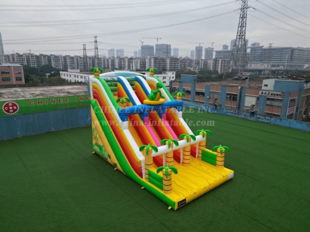 T8-7508 Dino themed Double Lane Inflatable Slide