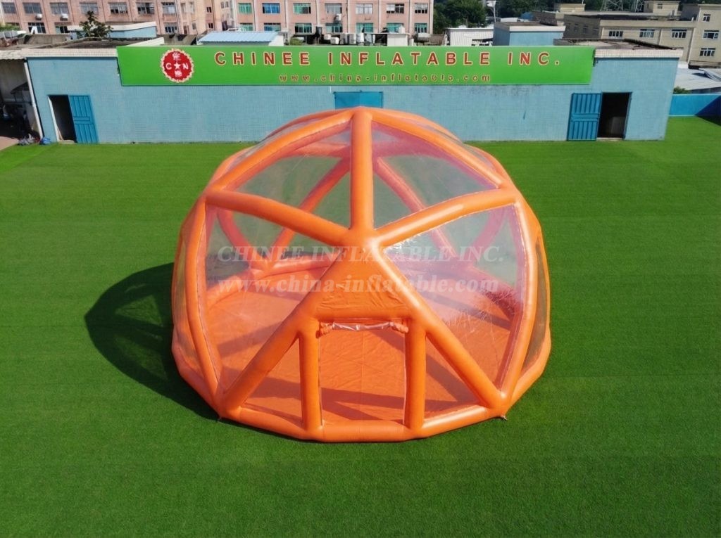 Tent1-5049I Orange Spherical Structure Inflatable Bubble Tent