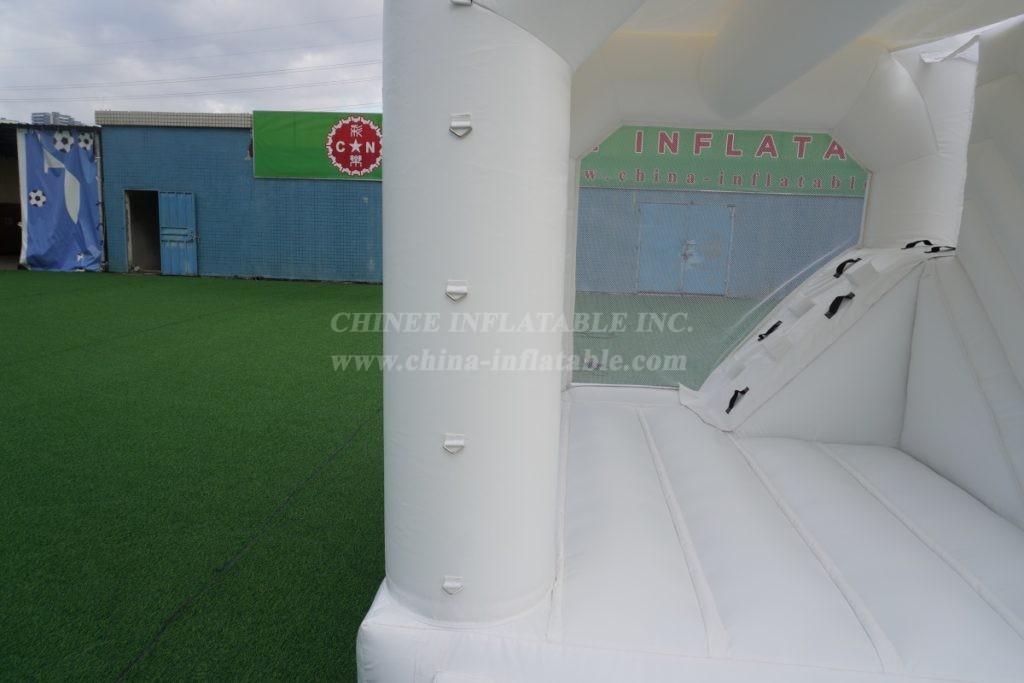 T2-3249G Pure White Bouncy Castle with Slide