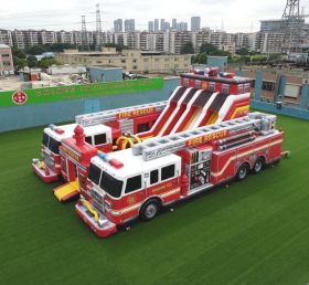 T6-6837 Firetruck Theme Inflatable Playground