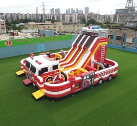 T6-6838 Firetruck Theme Inflatable Playground