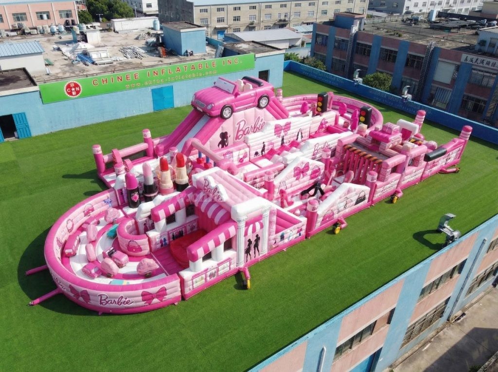 CR2-488 Barbie Theme Ginat Inflatable Obstacle Courses Challenging Run