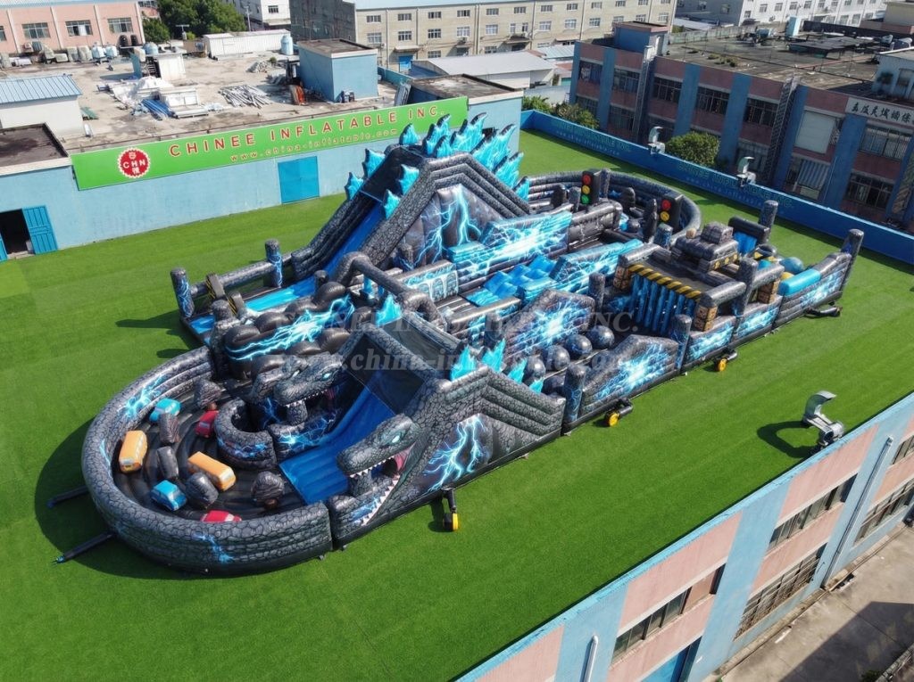 CR2-498 Godzilla Theme Ginat Inflatable Obstacle Courses Challenging Run