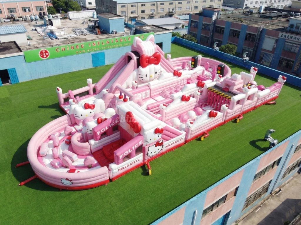 CR2-499 Hello Kitty Theme Ginat Inflatable Obstacle Courses Challenging Run