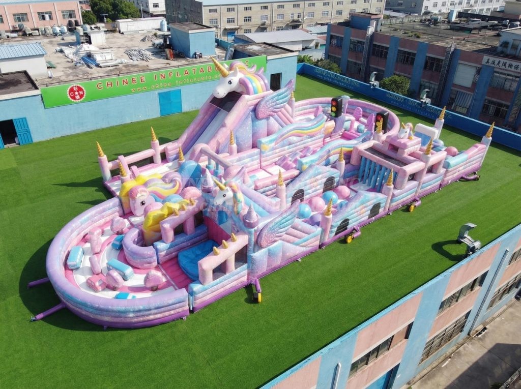 CR2-531 Unicorn Theme Ginat Inflatable Obstacle Courses Challenging Run