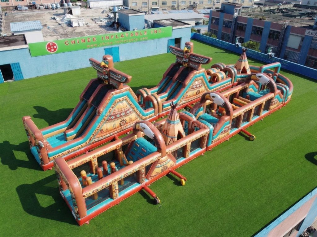 CR2-535 American Indian Theme Giant Inflatable Obstacle Courses Challenging Run
