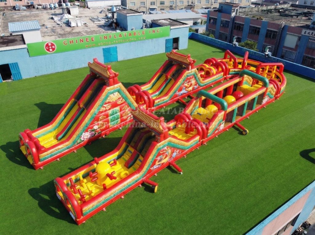 CR2-545 Chinese Style Theme Giant Inflatable Obstacle Courses Challenging Run