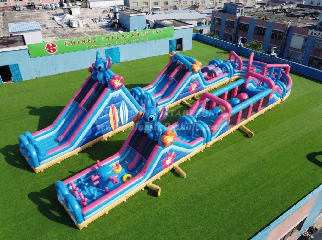CR2-565 Lilo & Stitch Theme Giant Inflatable Obstacle Courses Challenging Run
