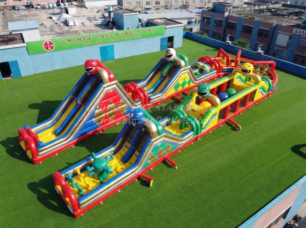 CR2-583 Power Rangers Theme Giant Inflatable Obstacle Courses Challenging Run