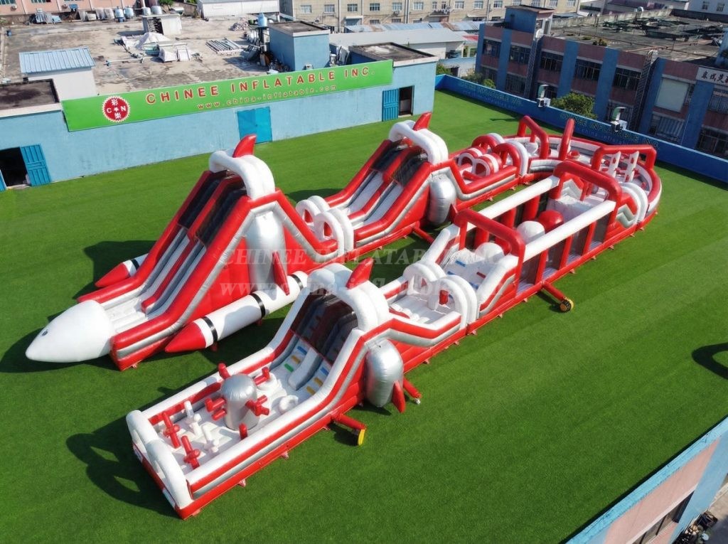 CR2-586 Rocket Theme Giant Inflatable Obstacle Courses Challenging Run