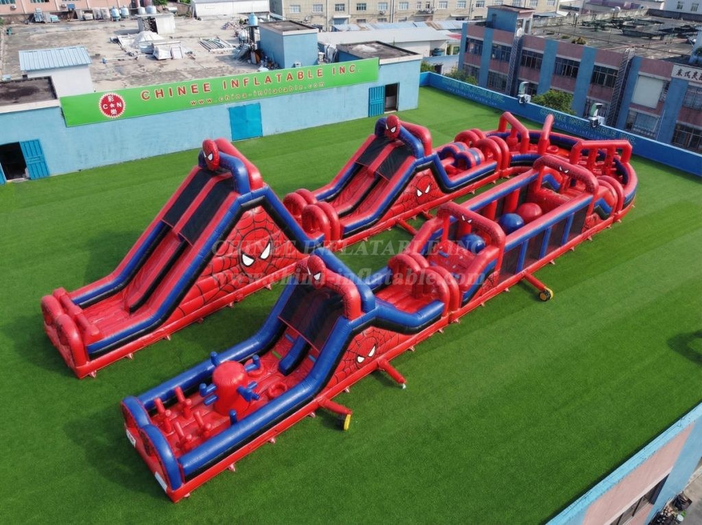 CR2-593 Spider-Man Theme Giant Inflatable Obstacle Courses Challenging Run