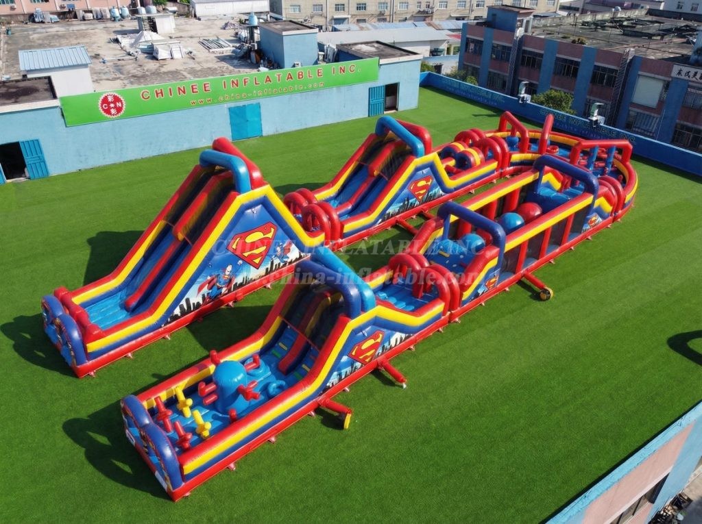 CR2-598 Superman Theme Giant Inflatable Obstacle Courses Challenging Run