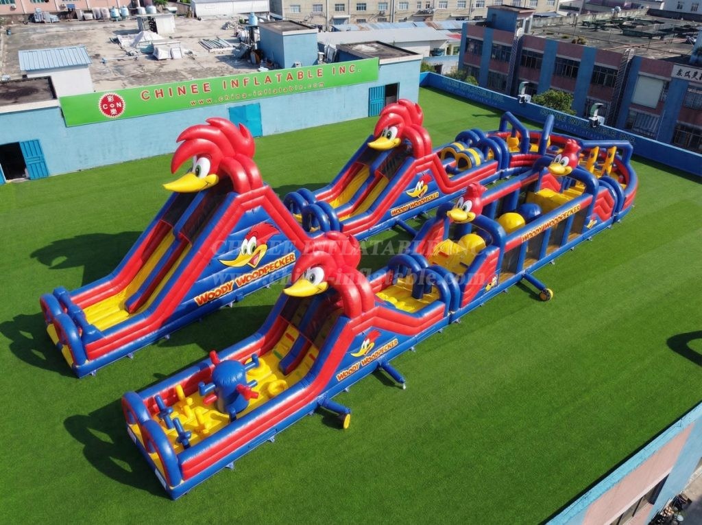 CR2-615 Woody Woodpecker Theme Giant Inflatable Obstacle Courses Challenging Run