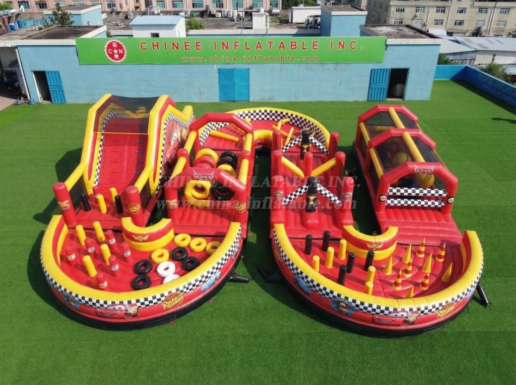 CR2-718 Cars Theme Ginat Inflatable Obstacle Courses Challenging Run