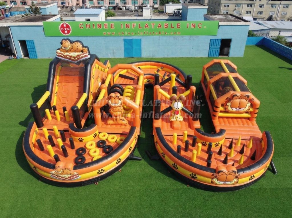 CR2-727 Garfield Theme Ginat Inflatable Obstacle Courses Challenging Run