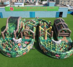 CR2-730 Jungle Theme Ginat Inflatable Obstacle Courses Challenging Run