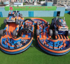 CR2-743 Monster Trucks Theme Ginat Inflatable Obstacle Courses Challenging Run