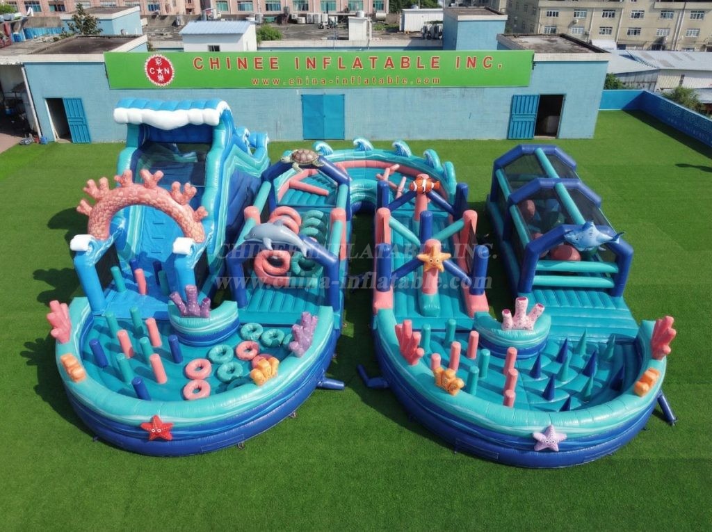 CR2-745 Ocean Theme Ginat Inflatable Obstacle Courses Challenging Run
