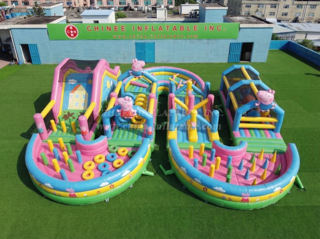 CR2-747 Peppa Pig Theme Ginat Inflatable Obstacle Courses Challenging Run