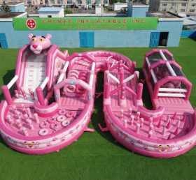 CR2-748 Pink Panther Theme Ginat Inflatable Obstacle Courses Challenging Run