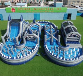CR2-752 Shark Theme Ginat Inflatable Obstacle Courses Challenging Run