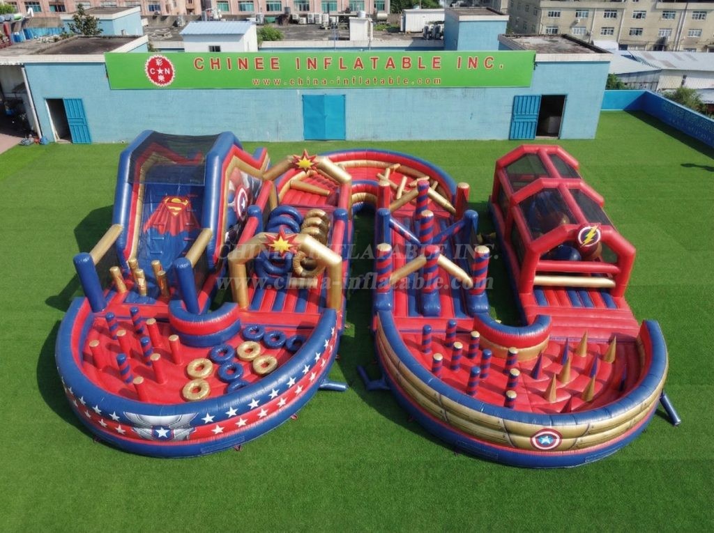 CR2-760 Superhero Theme Ginat Inflatable Obstacle Courses Challenging Run