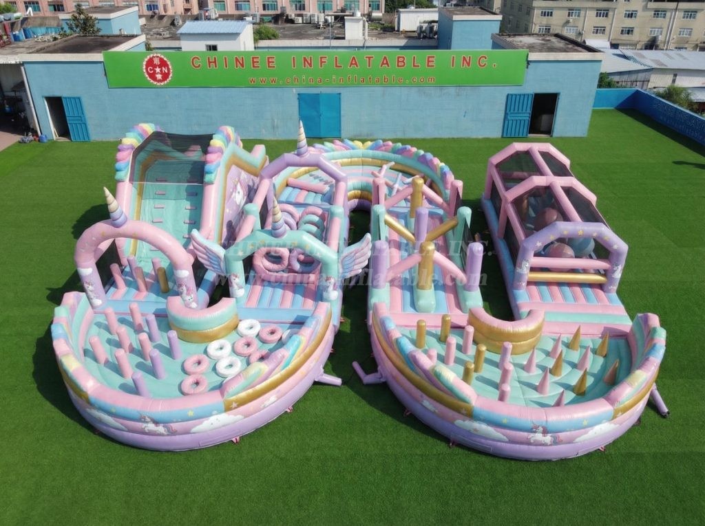 CR2-770 Unicorn Theme Ginat Inflatable Obstacle Courses Challenging Run