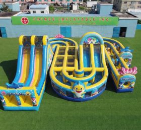CR2-779 Baby Shark Theme Giant Inflatable Obstacle Courses Challenging Run