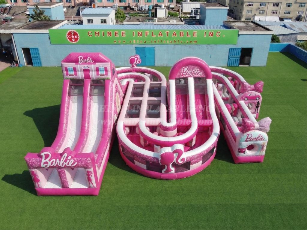 CR2-780 Barbie Theme Giant Inflatable Obstacle Courses Challenging Run