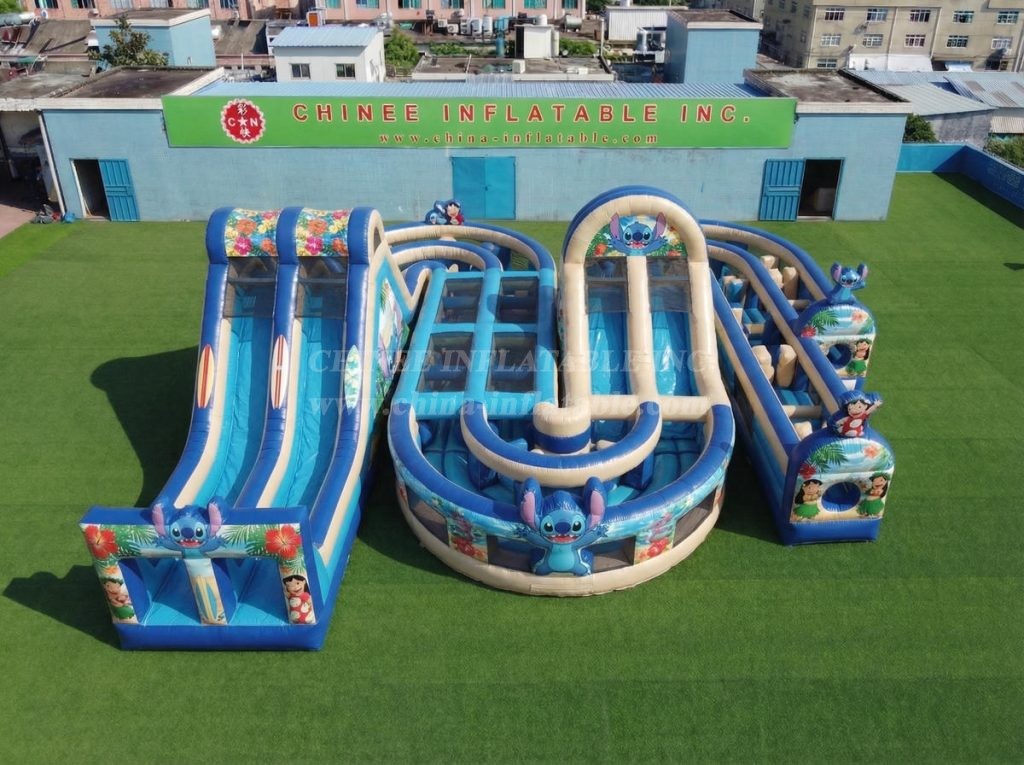 CR2-805 Lilo & Stitch Theme Giant Inflatable Obstacle Courses Challenging Run
