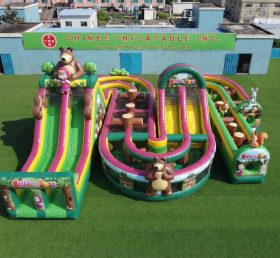 CR2-808 Masha And The Bear Theme Giant Inflatable Obstacle Courses Challenging Run