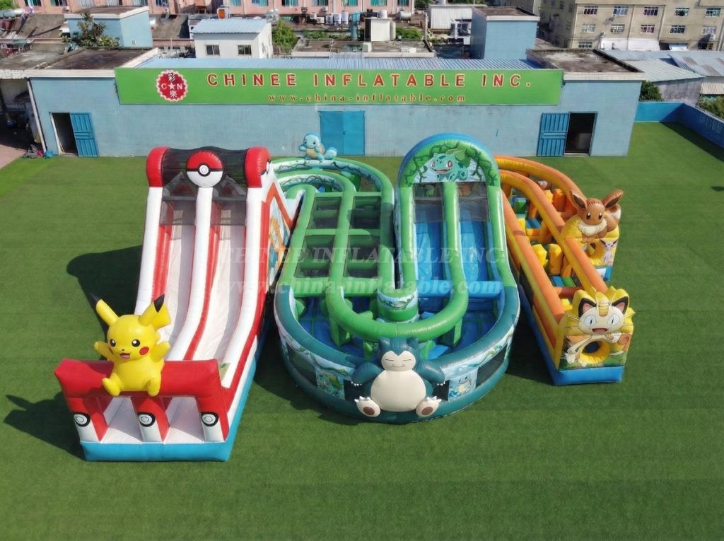 CR2-824 Pokemon Theme Giant Inflatable Obstacle Courses Challenging Run