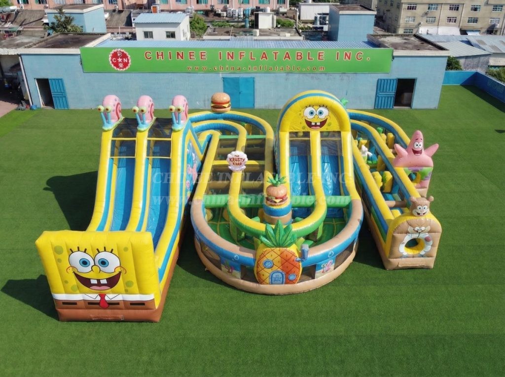 CR2-835 SpongeBob Theme Giant Inflatable Obstacle Courses Challenging Run