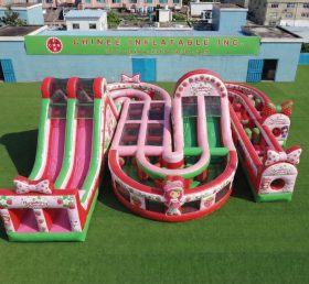 CR2-837 Strawberry Shortcake Theme Giant Inflatable Obstacle Courses Challenging Run