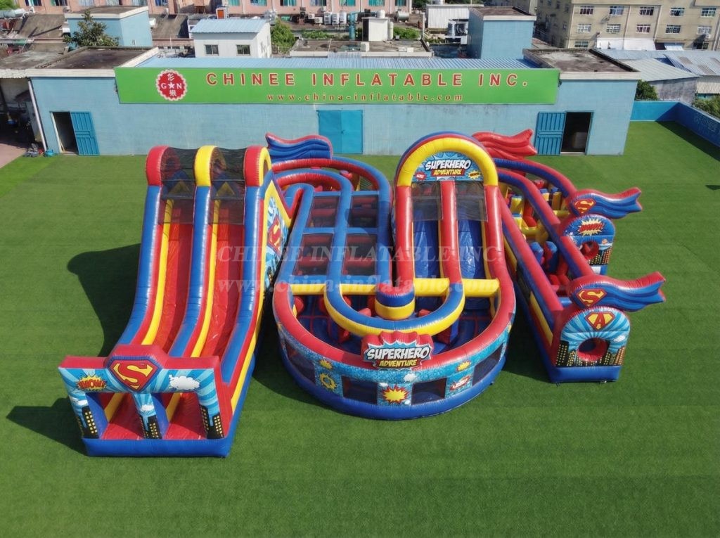 CR2-838 Superhero Theme Giant Inflatable Obstacle Courses Challenging Run