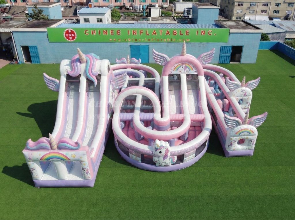 CR2-851 Unicorn Theme Giant Inflatable Obstacle Courses Challenging Run