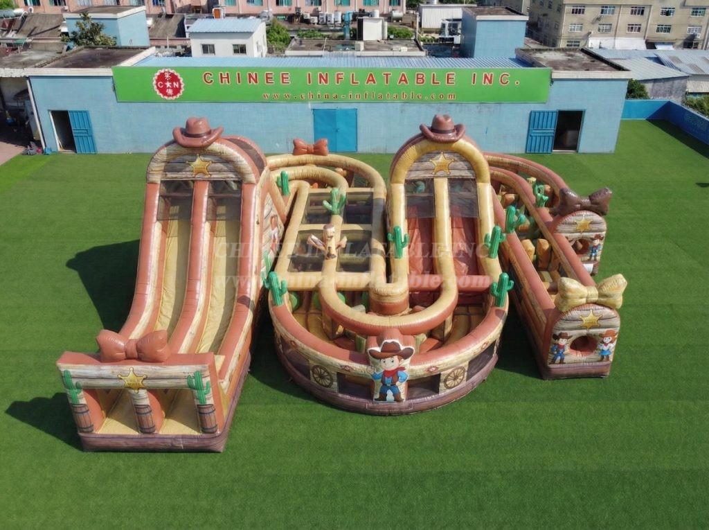 CR2-852 Wild West Theme Giant Inflatable Obstacle Courses Challenging Run