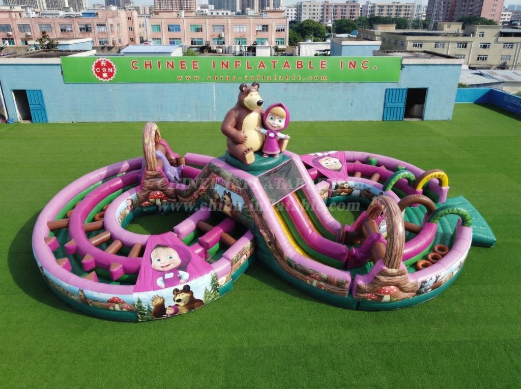 CR2-954 Masha And The Bear Theme Ginat Inflatable Obstacle Courses Challenging Run