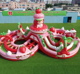 CR2-976 Strawberry Shortcake Theme Ginat Inflatable Obstacle Courses Challenging Run